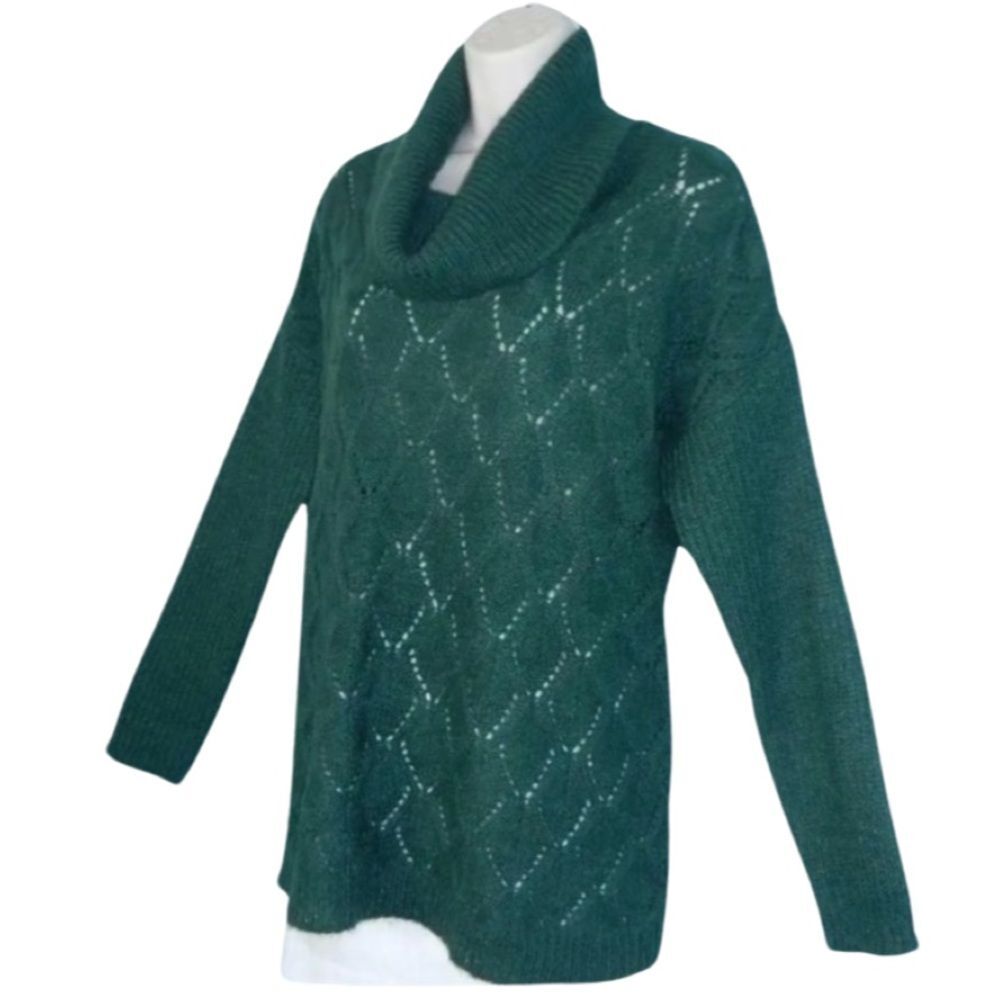 NWOT Elsamanda Green Mohair Cowl Neck Oversized Sweater. Made in Italy. Medium